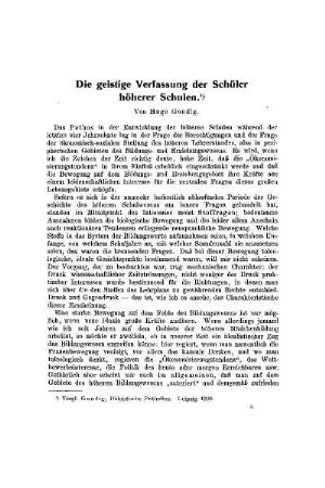 Die geistige Verfassung der Schüler höherer Schulen