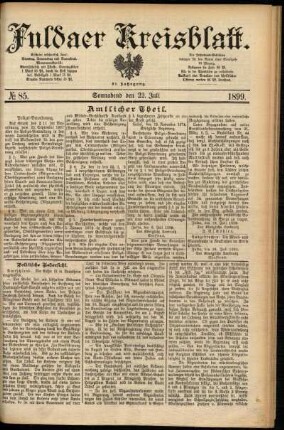 Erste Ausgabe vom Samstag, den 22. Juli 1899.