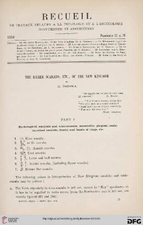32: The rarer scarabs, etc., of the New Kingdom