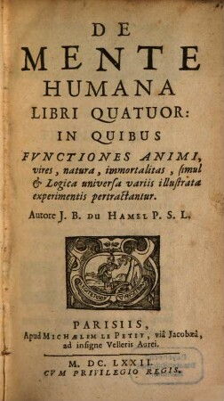 De mente humana : libri quatuor