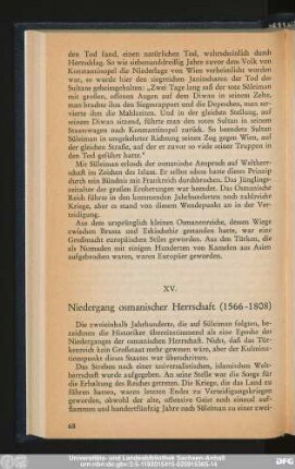 XV. Niedergang osmanischer Herrschaft (1566-1808)