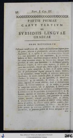 Partis Primae Caput Tertium De Subsidiis Linguae Graecae.