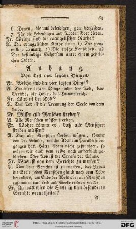 Anhang. Von den vier letzten Dingen
