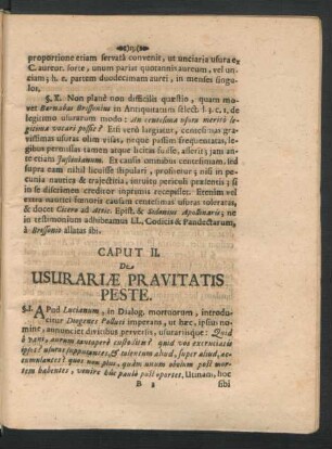 Caput II. De Usurariae Pravitatis Peste.