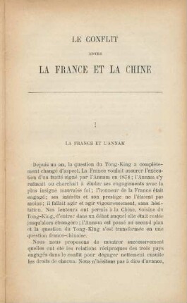 I. La France et l'Annam