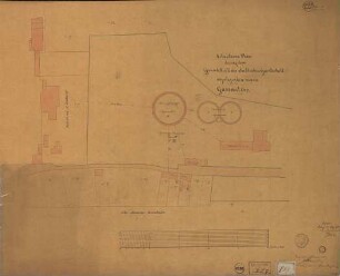 Situationsplan des auf dem Grundstuck der städtischen Gasanstalt anzulegenden neuen Gasometers.