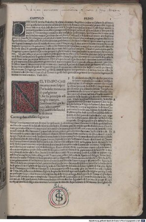 Trionfi : mit Kommentar und Widmungsvorrede an Borso d'Este von Bernardo da Siena. [1-2]. [1], Trionfi