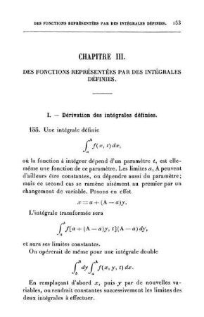 Chapitre III. Des fonctions représentées par des intégrales définies.