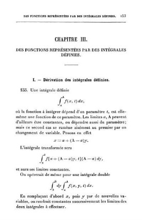 Chapitre III. Des fonctions représentées par des intégrales définies.