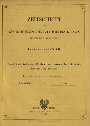 Finanzstatistik der Kreise des preussischen Staates für das Jahr 1877/78