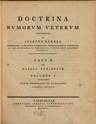 Doctrina Nvmorvm Vetervm, Pars II.. De Moneta Romanorvm