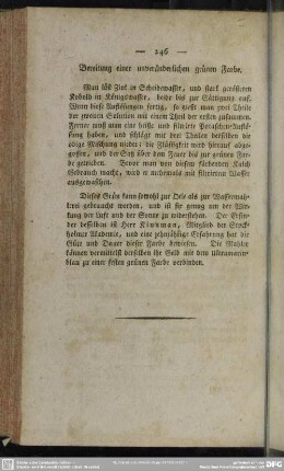 Bereitung einer unveränderlichen grünen Farbe