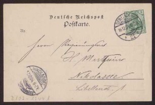 Schreiben an Hermann Muthesius (Postkarte)