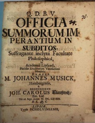 Officia summorum imperantium in subditos