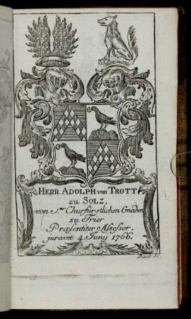 Herr Adolph von Trott zu Solz,...