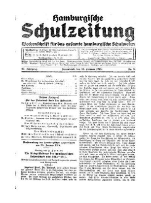 Die Kriegsfürsorge der hamburgischen Lehrerschaft von 1914-1917 : (Schluss)