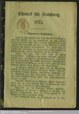 1875: Chronik von Frohburg und Umgebung