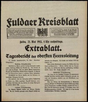 Zweite Ausgabe vom Freitag, den 21. Mai 1915.