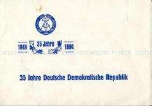 Einladungskarte zum Treff der "Aktivisten der ersten Stunde" anlässlich des 35jährigen Bestehens der DDR