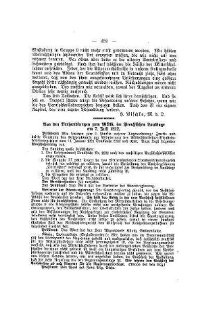 Aus den Verhandlungen zum MDG. im Preußischen Landtage am 7. Juli 1922