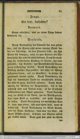 Frage. Was heißt, beobachten?