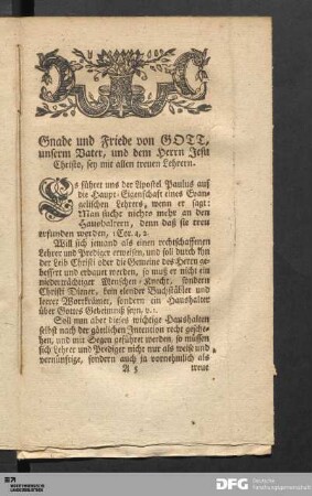 Gnade und Friede von GOTT, unserm Vater, und dem Herrn Jesu Christo, sey mit allen treuen Lehrern...