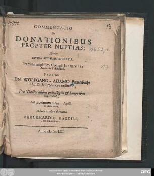 Commentatio De Donationibus Propter Nuptias