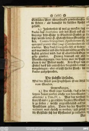 Die sechste Ursache. Weil der Abfall zum Papstthum ist ein Abfall vom Glauben.