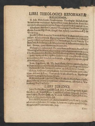 Libri Theologici Reformatae Religionis.