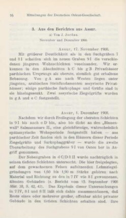 3. Aus den Berichten aus Assur