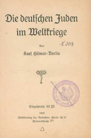 Die deutschen Juden im Weltkriege
