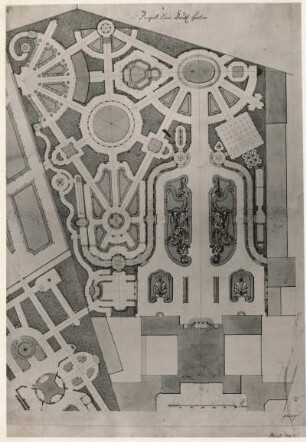 1. Entwurfsplan zum Brühlschen Garten : 1. Entwurfsplan zum Brühlschen Garten (um 1740), angeblich für Warschau