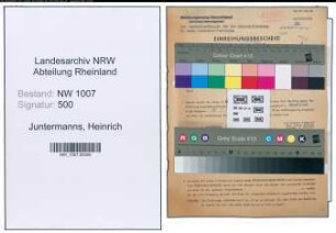 Entnazifizierung Heinrich Juntermanns , geb. 27.07.1895 (Landwirt)