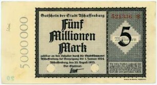 Geldschein / Notgeld, 5 Millionen Mark, 20.8.1923