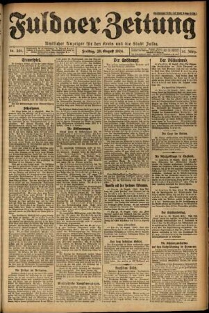 Ausgabe vom Freitag, den 29. August 1924.