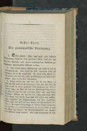 Erster Theil. Die grammatische Auslegung
