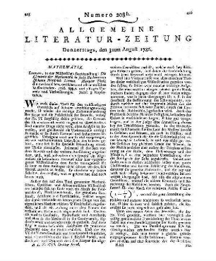 Monatsregister vom August 1786
