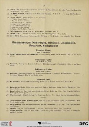 Handzeichnungen, Radierungen, Stahlstiche, Lithographien, Farbdrucke, Photographien (Nr. 382-435)