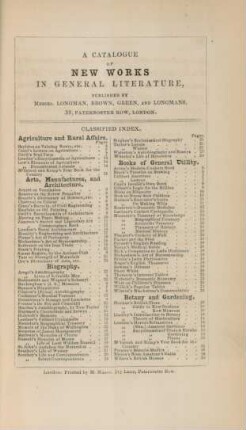 A catalogue of new works in general literature