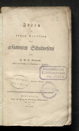 Ideen zu einer Revision des gesammten Schulwesens