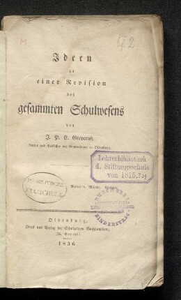 Ideen zu einer Revision des gesammten Schulwesens