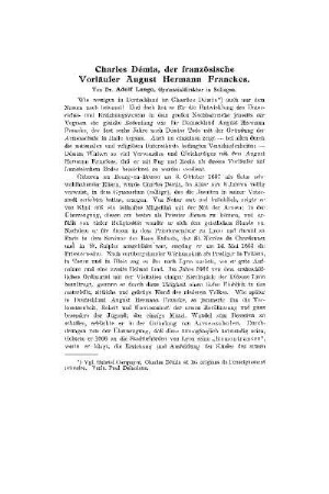 Charles Démia, der französische Vorläufer August Hermann Franckes