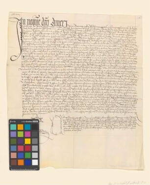 Dr. Wolfgang Rehdorfer, Archidiakon des Domkapitels Lebus, und Caspar Becker, Kanoniker, nehmen die Information der Postulation Markgraf Joachim Friedrichs von Brandenburg als Bischofs von Lebus vor.