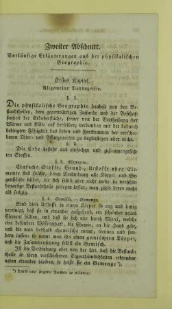 Zweiter Abschnitt. Vorläufige Erläuterungen aus der physikalischen Geographie
