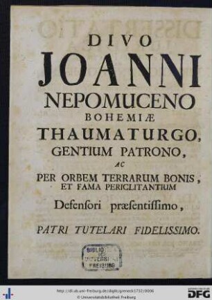 Divo Joanni Nepomuceno ...