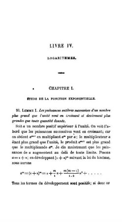 Livre IV. Logarithmes.