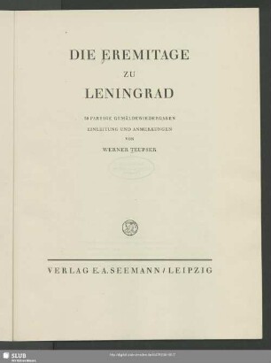 Die Eremitage zu Leningrad : 38 farbige Gemäldewiedergaben