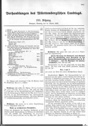 159. Sitzung, Stuttgart, 14.10.1922