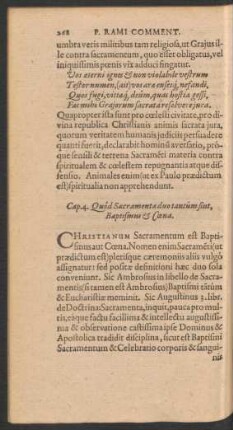 Cap. 4. Quod Sacramenta duo tantum sint, Baptismus & Coena.