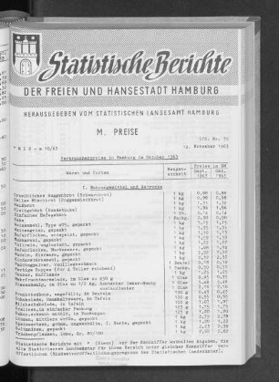 Verbraucherpreise in Hamburg im Oktober 1963 : Lfd. Nr. 35